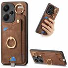 For Xiaomi Redmi Note 13 Pro+ Retro Skin-feel Ring Card Bag Phone Case with Hang Loop(Brown) - 1