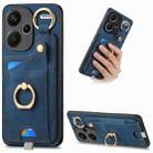 For Xiaomi Redmi Note 13 Pro+ Retro Skin-feel Ring Card Bag Phone Case with Hang Loop(Blue) - 1