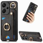 For Xiaomi Redmi Note 13 Pro+ Retro Skin-feel Ring Card Bag Phone Case with Hang Loop(Black) - 1