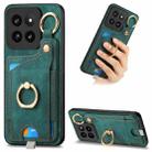 For Xiaomi 14 Pro Retro Skin-feel Ring Card Bag Phone Case with Hang Loop(Green) - 1