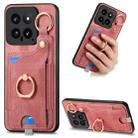 For Xiaomi 14 Retro Skin-feel Ring Card Bag Phone Case with Hang Loop(Pink) - 1