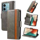 For Xiaomi Redmi Note 13 5G CaseNeo Splicing Dual Magnetic Buckle Leather Phone Case(Gray) - 1