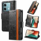 For Xiaomi Redmi Note 13 4G CaseNeo Splicing Dual Magnetic Buckle Leather Phone Case(Black) - 1