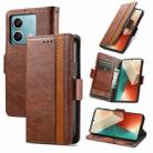 For Xiaomi Redmi Note 13 4G CaseNeo Splicing Dual Magnetic Buckle Leather Phone Case(Brown) - 1