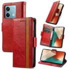 For Xiaomi Redmi Note 13 4G CaseNeo Splicing Dual Magnetic Buckle Leather Phone Case(Red) - 1