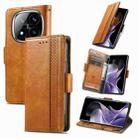 For Xiaomi Redmi Note 14 Pro 5G CaseNeo Splicing Dual Magnetic Buckle Leather Phone Case(Khaki) - 1