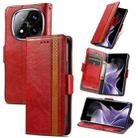 For Xiaomi Redmi Note 14 Pro+ 5G CaseNeo Splicing Dual Magnetic Buckle Leather Phone Case(Red) - 1