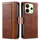 For Redmi Note 14 4G 164.84mm CaseNeo Splicing Dual Magnetic Buckle Leather Phone Case(Brown) - 2