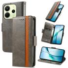 For Redmi Note 14 4G 164.84mm CaseNeo Splicing Dual Magnetic Buckle Leather Phone Case(Gray) - 1