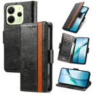 For Redmi Note 14 4G 163.25mm CaseNeo Splicing Dual Magnetic Buckle Leather Phone Case(Black) - 1