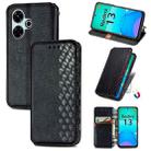 For Redmi 13 4G Cubic Grid Pressed Magnetic Leather Phone Case(Black) - 1
