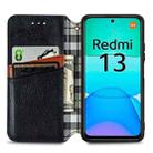 For Redmi 13 4G Cubic Grid Pressed Magnetic Leather Phone Case(Black) - 3