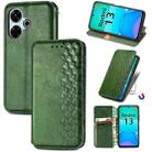 For Redmi 13 4G Cubic Grid Pressed Magnetic Leather Phone Case(Green) - 1