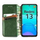 For Redmi 13 4G Cubic Grid Pressed Magnetic Leather Phone Case(Green) - 3