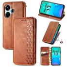 For Redmi 13 4G Cubic Grid Pressed Magnetic Leather Phone Case(Brown) - 1