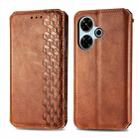 For Redmi 13 4G Cubic Grid Pressed Magnetic Leather Phone Case(Brown) - 2