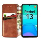 For Redmi 13 4G Cubic Grid Pressed Magnetic Leather Phone Case(Brown) - 3