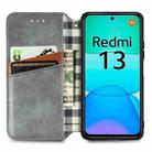 For Redmi 13 4G Cubic Grid Pressed Magnetic Leather Phone Case(Gray) - 3