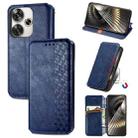 For Redmi Turbo 3 5G Cubic Grid Pressed Magnetic Leather Phone Case(Blue) - 1