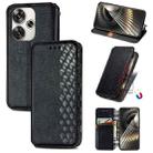 For Redmi Turbo 3 5G Cubic Grid Pressed Magnetic Leather Phone Case(Black) - 1