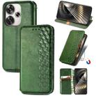 For Redmi Turbo 3 5G Cubic Grid Pressed Magnetic Leather Phone Case(Green) - 1