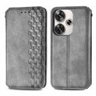 For Redmi Turbo 3 5G Cubic Grid Pressed Magnetic Leather Phone Case(Gray) - 2