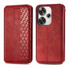 For Redmi Turbo 3 5G Cubic Grid Pressed Magnetic Leather Phone Case(Red) - 2