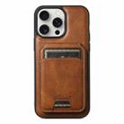For iPhone 15 Pro Max Suteni H15 MagSafe Oil Eax Leather Detachable Wallet Back Phone Case(Brown) - 1