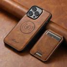 For iPhone 15 Pro Max Suteni H15 MagSafe Oil Eax Leather Detachable Wallet Back Phone Case(Brown) - 2