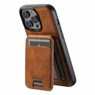 For iPhone 15 Pro Max Suteni H15 MagSafe Oil Eax Leather Detachable Wallet Back Phone Case(Brown) - 3