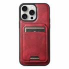 For iPhone 15 Pro Max Suteni H15 MagSafe Oil Eax Leather Detachable Wallet Back Phone Case(Red) - 1