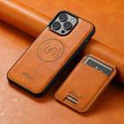 For iPhone 15 Pro Suteni H15 MagSafe Oil Eax Leather Detachable Wallet Back Phone Case(Khaki) - 2