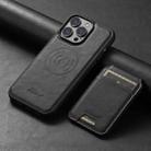 For iPhone 12  Suteni H15 MagSafe Oil Eax Leather Detachable Wallet Back Phone Case(Black) - 2
