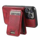 For iPhone 12  Suteni H15 MagSafe Oil Eax Leather Detachable Wallet Back Phone Case(Red) - 4