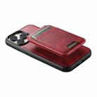 For iPhone 12  Suteni H15 MagSafe Oil Eax Leather Detachable Wallet Back Phone Case(Red) - 5