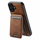 For iPhone 16 Suteni H15 MagSafe Oil Eax Leather Detachable Wallet Back Phone Case(Brown) - 1