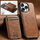 For iPhone 16 Suteni H15 MagSafe Oil Eax Leather Detachable Wallet Back Phone Case(Brown) - 2