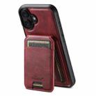 For iPhone 16 Suteni H15 MagSafe Oil Eax Leather Detachable Wallet Back Phone Case(Red) - 1