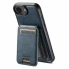 For iPhone 16e Suteni H15 MagSafe Oil Eax Leather Detachable Wallet Back Phone Case(Blue) - 1