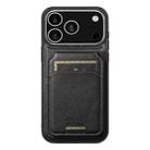 For iPhone 17 Pro Max Suteni H15 MagSafe Oil Eax Leather Detachable Wallet Back Phone Case(Black) - 1
