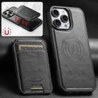 For iPhone 17 Pro Max Suteni H15 MagSafe Oil Eax Leather Detachable Wallet Back Phone Case(Black) - 2