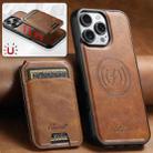 For iPhone 17 Pro Max Suteni H15 MagSafe Oil Eax Leather Detachable Wallet Back Phone Case(Brown) - 2