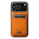For iPhone 17 Pro Max Suteni H15 MagSafe Oil Eax Leather Detachable Wallet Back Phone Case(Khaki) - 1