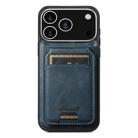 For iPhone 17 Pro Max Suteni H15 MagSafe Oil Eax Leather Detachable Wallet Back Phone Case(Blue) - 1