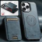For iPhone 17 Pro Max Suteni H15 MagSafe Oil Eax Leather Detachable Wallet Back Phone Case(Blue) - 2