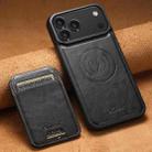 For iPhone 17 Pro Suteni H15 MagSafe Oil Eax Leather Detachable Wallet Back Phone Case(Black) - 2