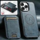 For iPhone 17 Pro Suteni H15 MagSafe Oil Eax Leather Detachable Wallet Back Phone Case(Blue) - 2