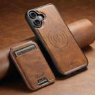 For iPhone 17 Suteni H15 MagSafe Oil Eax Leather Detachable Wallet Back Phone Case(Brown) - 2