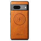 For Google Pixel 8 Suteni H15 Oil Eax Leather MagSafe Detachable Wallet Back Phone Case(Khaki) - 2
