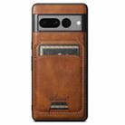 For Google Pixel 7a Suteni H15 Oil Eax Leather MagSafe Detachable Wallet Back Phone Case(Brown) - 1